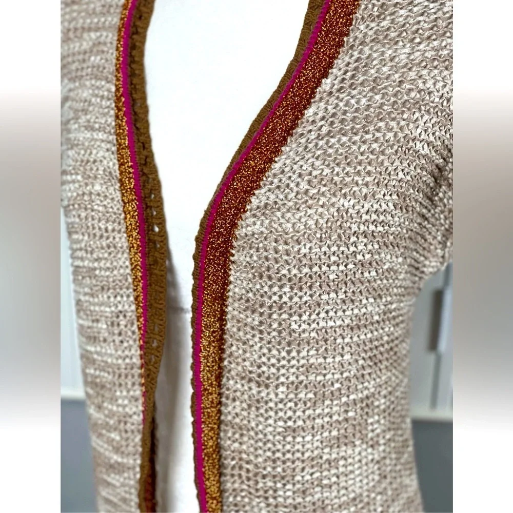 Chico's Size 0 Color Pop Multicolor Knit Longline Cardigan Orange Pink Foil‎